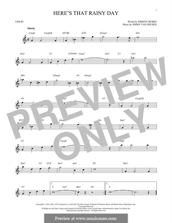 Here's That Rainy Day (Dionne Warwick): para violino by Jimmy Van Heusen