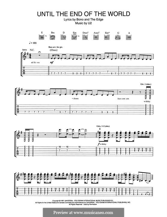 Until the End of the World: Para guitarra com guia by U2