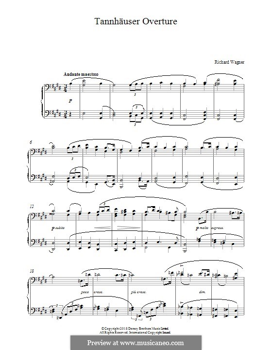 Fragments: Overture, para piano by Richard Wagner