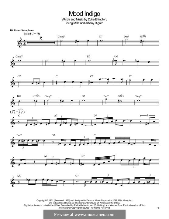 Mood Indigo: para saxofone tenor by Irving Mills, Albany Bigard, Duke Ellington