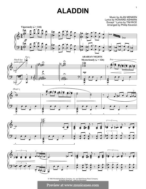 Aladdin Medley: Para Piano by Alan Menken
