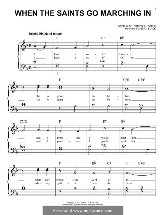 When the Saints Go Marching In: Para Piano by James Milton Black