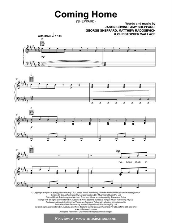 Coming Home (Sheppard): Para vocais e piano (ou Guitarra) by Christopher Wallace, Matt Rad, Jason Bovino, George Sheppard, Amy Sheppard