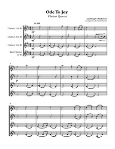 Ode to Joy: Version for clarinet quartet by Ludwig van Beethoven