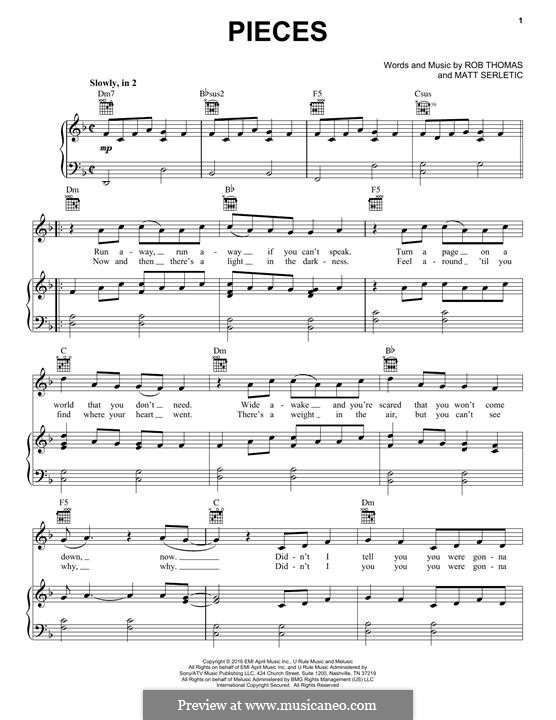 Pieces: Para vocais e piano (ou Guitarra) by Matt Serletic, Rob Thomas