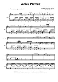 Vesperae solennes de confessore, K.339: Laudate Dominum, duet for soprano and alto saxophone - piano accompaniment by Wolfgang Amadeus Mozart