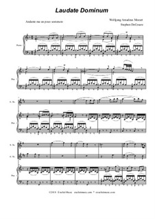 Vesperae solennes de confessore, K.339: Laudate Dominum, for saxophone quartet - piano accompaniment by Wolfgang Amadeus Mozart
