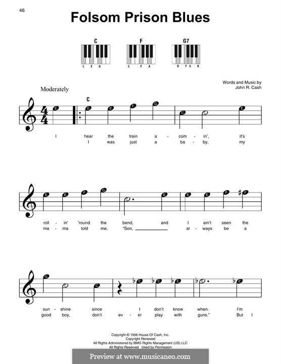 Folsom Prison Blues: Para Piano by Johnny Cash