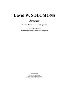 Sagesse: For medium voice and guitar by David W Solomons