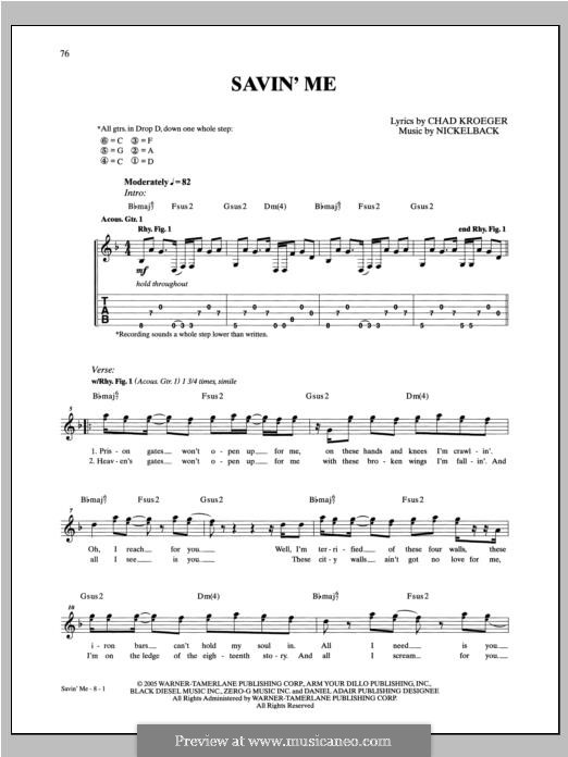 Savin' Me (Nickelback): Para guitarra com guia by Chad Kroeger