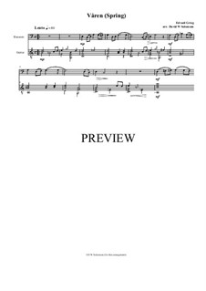 Two Elegiac Melodies, Op.34: No.2 Våren (Spring), for bassoon and guitar by Edvard Grieg