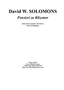 Pensieri zu Klizemer: For solo flute by David W Solomons