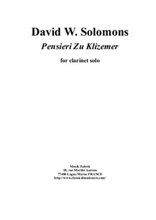 Pensieri zu Klizemer: For solo clarinet by David W Solomons