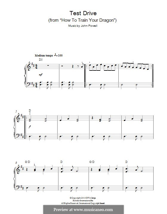Test Drive (from 'How to Train Your Dragon'): Para Piano by John Powell