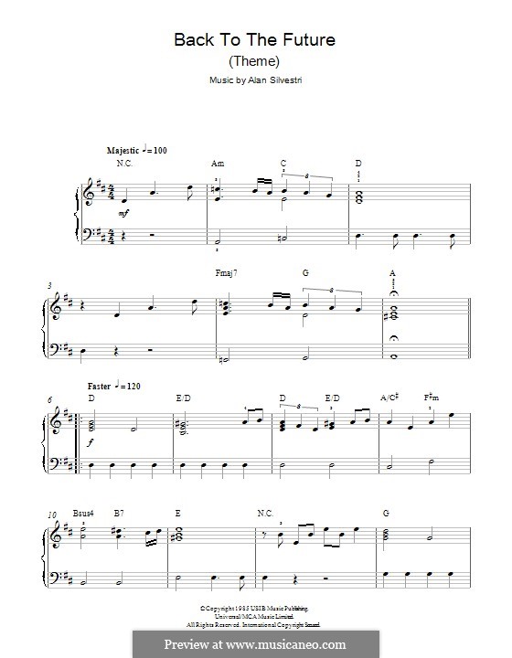 Back to the Future (Theme): Para Piano by Alan Silvestri