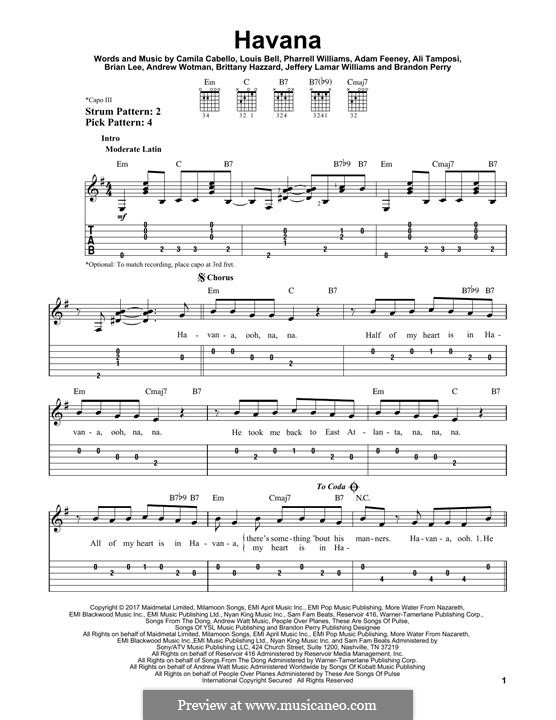 Havana (feat. Young Thug): Para guitarra com guia by Brian Lee, Pharrell Williams, Alexandra Tamposi, Camila Cabello, Frank Dukes, Young Thug