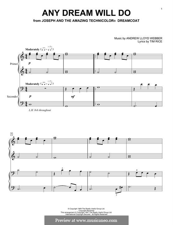 Any Dream Will Do: Para Piano by Andrew Lloyd Webber