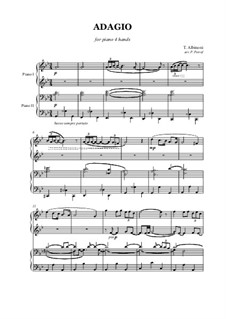 Adagio in G Minor: para piano de quadro mãos by Tomaso Albinoni