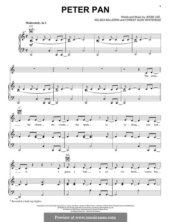 Peter Pan: Para vocais e piano (ou Guitarra) by Kelsea Ballerini, Forest Glen Whitehead, Jesse Lee