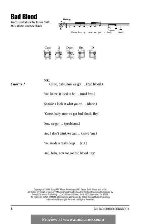 Bad Blood: Letras e Acordes by Shellback, Max Martin, Taylor Swift