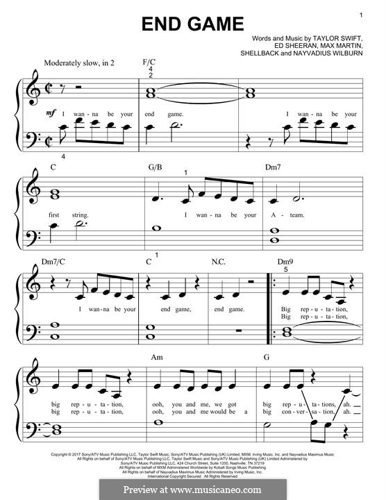 End Game (feat. Ed Sheeran and Future): Facil para o piano by Ed Sheeran, Shellback, Max Martin, Taylor Swift, Nayvadius Wilburn