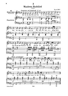Wanderer's Night Song I, D.224 Op.4 No.3: para voz baixa e piano by Franz Schubert