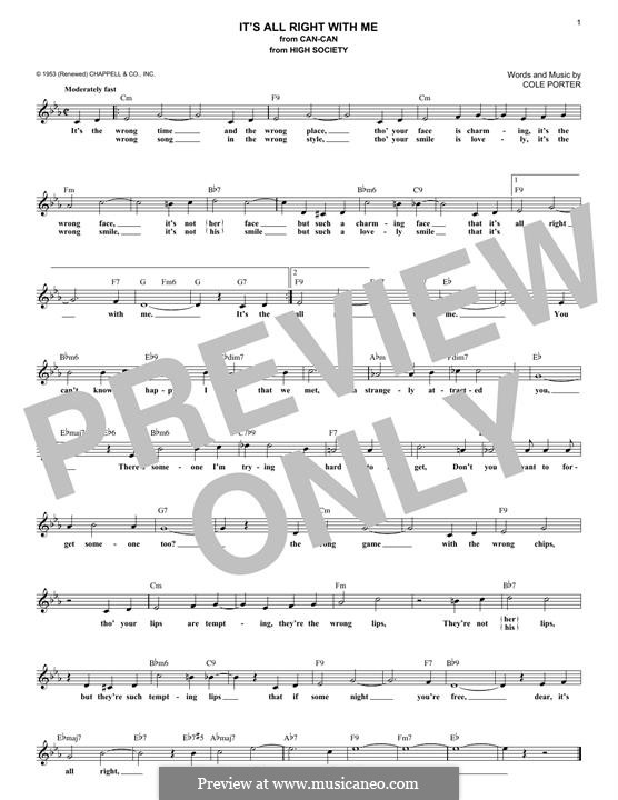 It's All Right with Me: melodia by Cole Porter