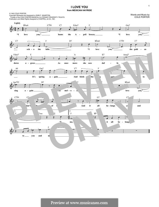I Love You: melodia by Cole Porter