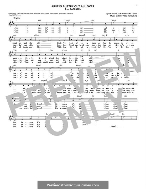 June is Bustin' Out All Over (from Carousel): melodia by Richard Rodgers