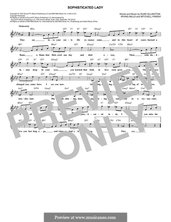 Sophisticated Lady: melodia by Irving Mills, Duke Ellington, Mitchell Parish