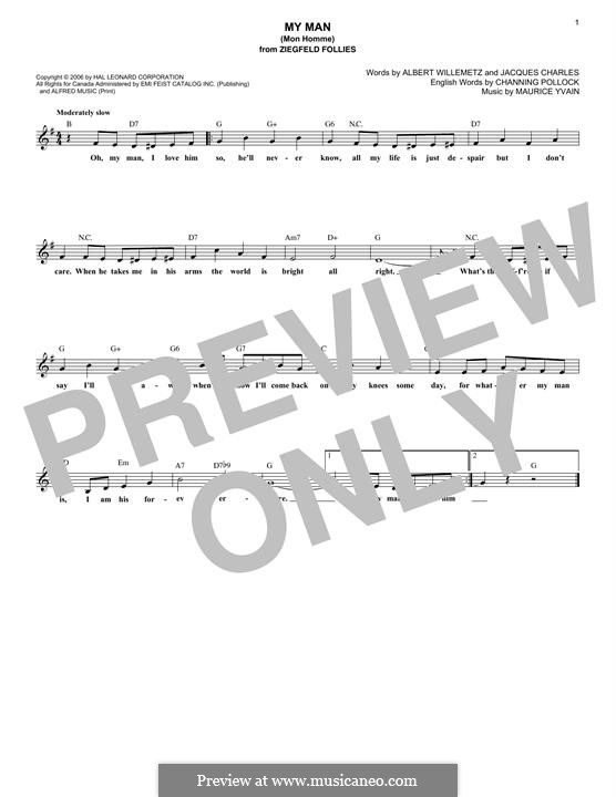 My Man (Mon Homme): melodia by Maurice Yvain