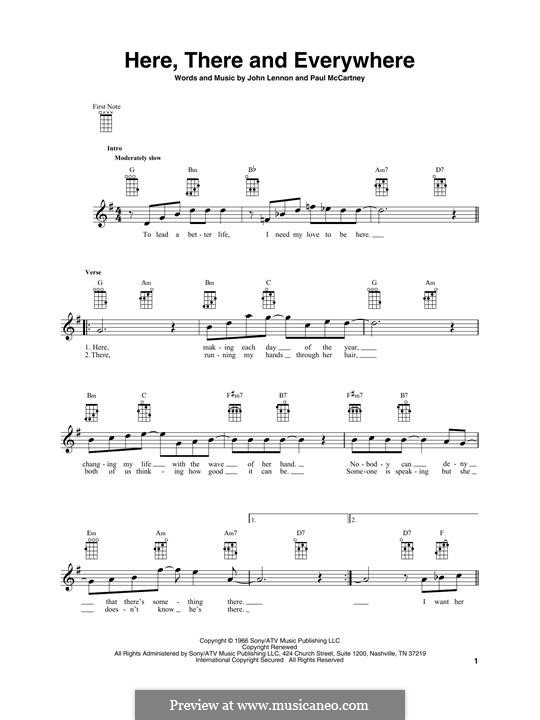 Here, There and Everywhere (The Beatles): para ukulele by John Lennon, Paul McCartney