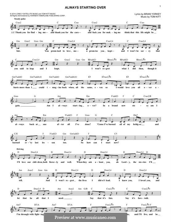 Always Starting Over: melodia by Tom Kitt