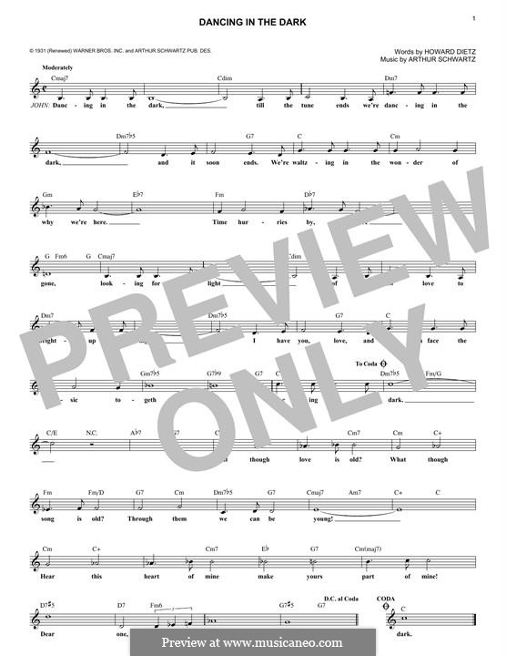Dancing in the Dark (Frank Sinatra): melodia by Arthur Schwartz