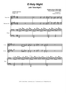 O Holy Night (with 'Silent Night'): para quarteto de saxofone by Adolphe Adam, Franz Xaver Gruber