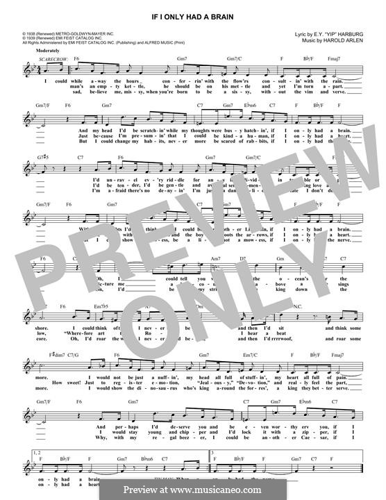 If I Only Had a Brain (from The Wizard of Oz): melodia by Harold Arlen