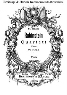 Quartet for Strings No.3 in F Major, Op.17 No.3: parte viola by Anton Rubinstein