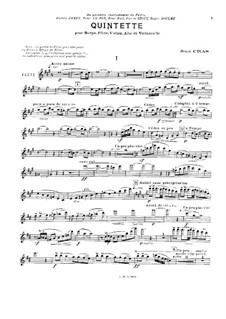 Quintet for Flute, Strings and Harp (or Piano): parte flauta by Jean Cras