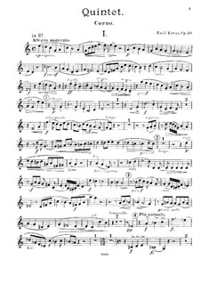Quintet for Horn (or Viola) and Strings in E Flat Major, Op.49: parte trompa by Emil Kreuz