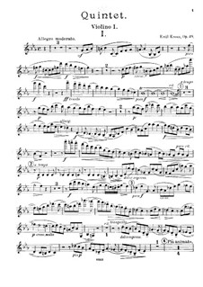Quintet for Horn (or Viola) and Strings in E Flat Major, Op.49: violino parte I by Emil Kreuz