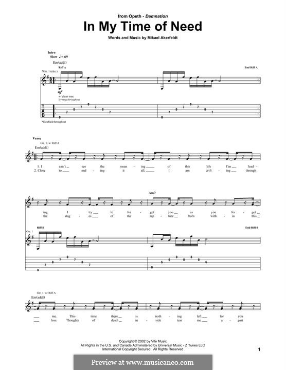 In My Time of Need (Opeth): Para guitarra com guia by Mikael Akerfeldt