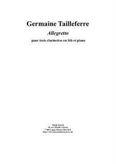 Allegretto: For three Bb clarinets and piano by Germaine Tailleferre