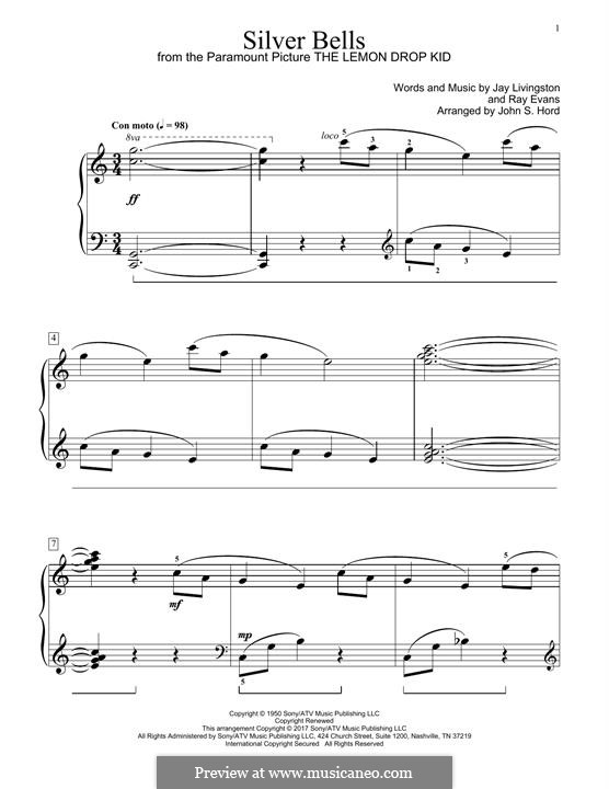 Piano version: Easy notes by Jay Livingston, Raymond Evans