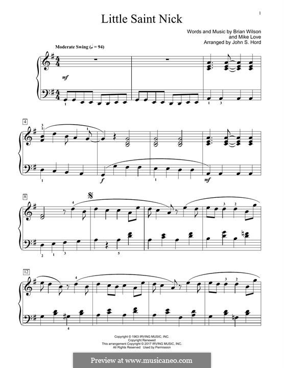 Little Saint Nick (The Beach Boys): Facil para o piano by Brian Wilson, Mike Love