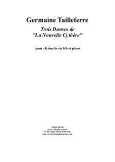 Trois Danses de 'La Nouvelle Cythère': For Bb clarinet and piano by Germaine Tailleferre