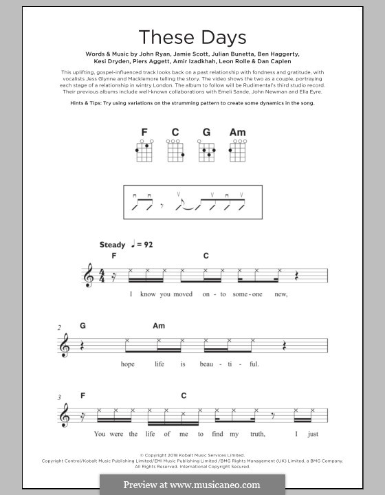 These Days (Take That): para ukulele by Gary Barlow, Howard Donald, Jamie Norton, Mark Owen, Benjamin Weaver