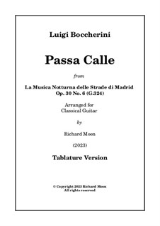 Musica notturna delle strade di Madrid (Night Music of the Streets of Madrid): Passacaglia (tablature version) by Luigi Boccherini