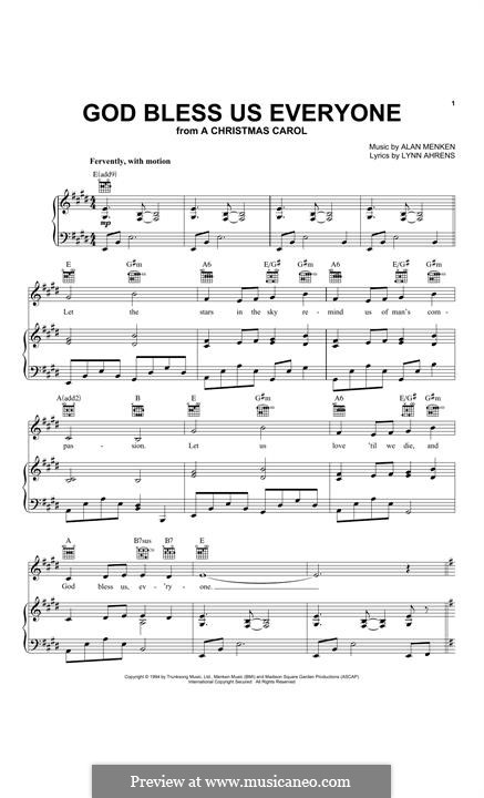 God Bless Us Everyone (from A Christmas Carol): Para vocais e piano by Alan Menken