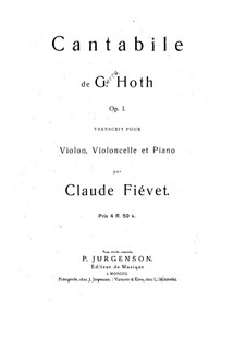 Cantabile, Op.1: para trio de pianos by Georg Karl Friedrich Theodor Hoth