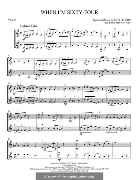 When I'm Sixty-Four (The Beatles): para dois violinos by John Lennon, Paul McCartney